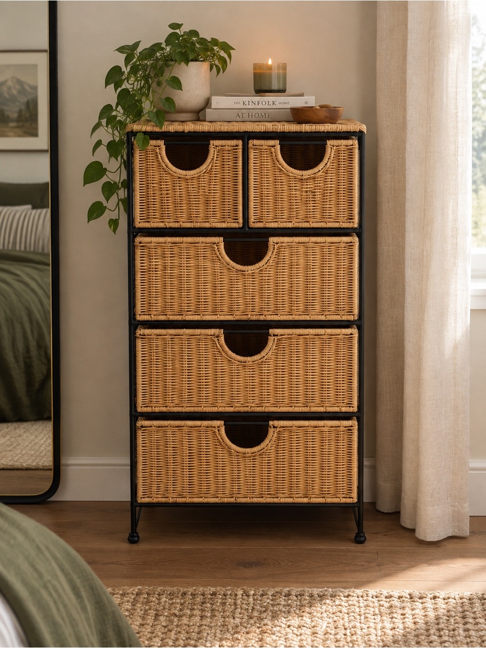 Wicker 5-Drawer Storage Chest - Natural